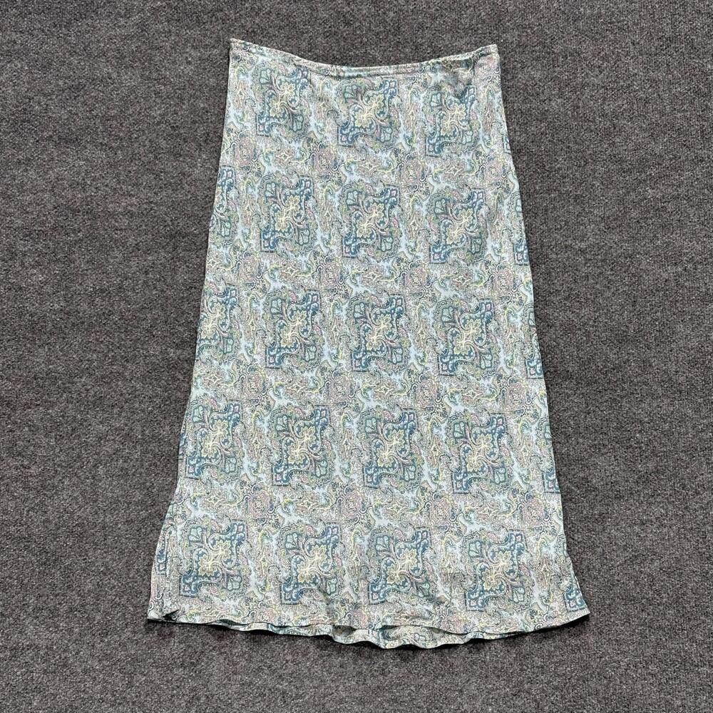 Karen Kane Skirt Womens Large Blue Paisley A Line Midi 100% Rayon Pull On